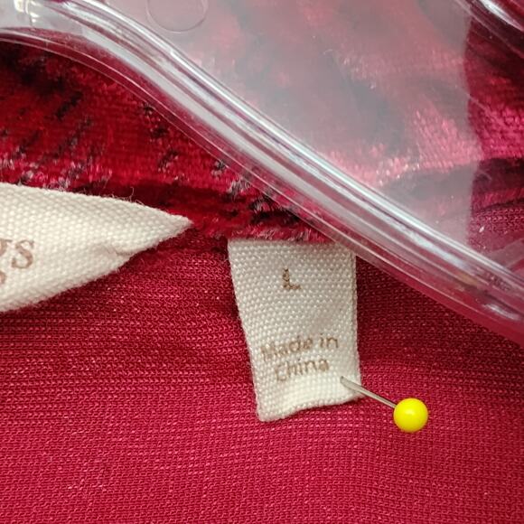 Soft Surroundings Blouse Size Large Red Festive Velvet Button Down - Picture 10 of 14